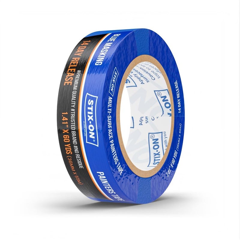 STIX-ON Painters Tape-1.5in / 1.41-inch x 60 yds Masking Tape Rolls - Paint Tape for Wall, Trim, Glass, Metal - Fine Line Tape for Precise Lines, Edges - Residue- Free Blue Painters Tape - Single - Image 1